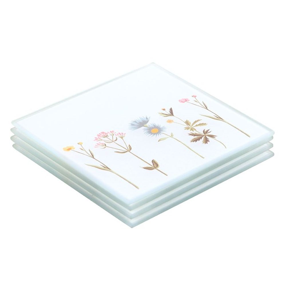 Floral Glass Coaster Set N/A