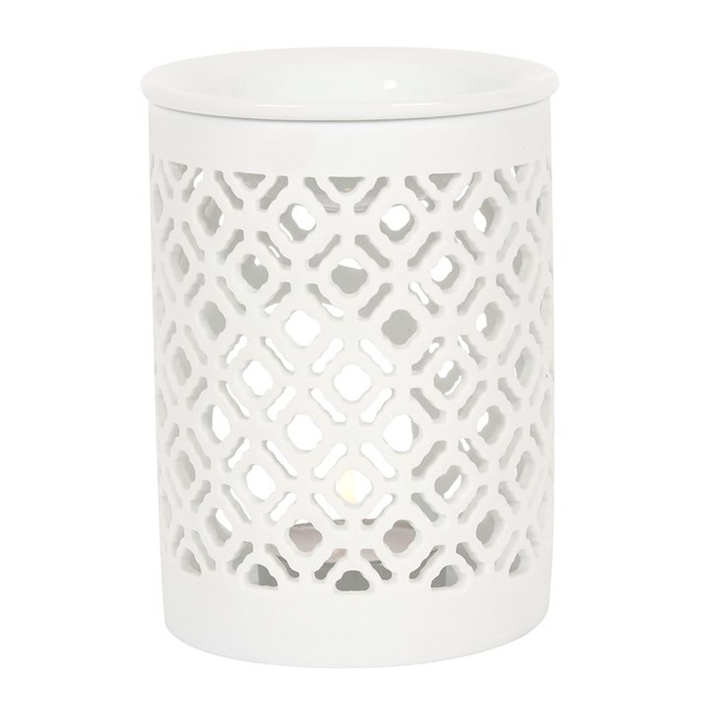 White Matte Lattice Cut Oil Burner N/A