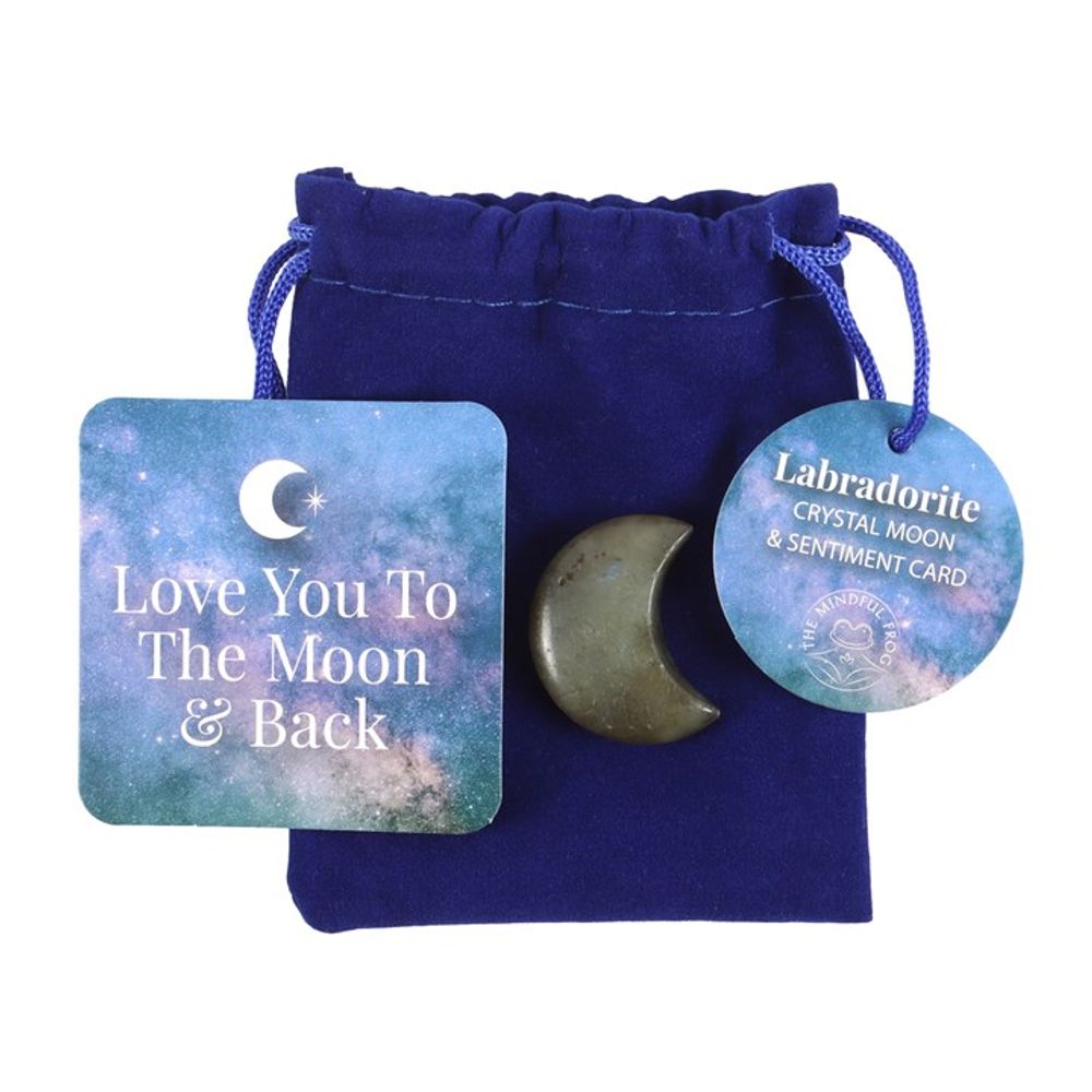 Love You to the Moon Labradorite Crystal Moon in a Bag N/A