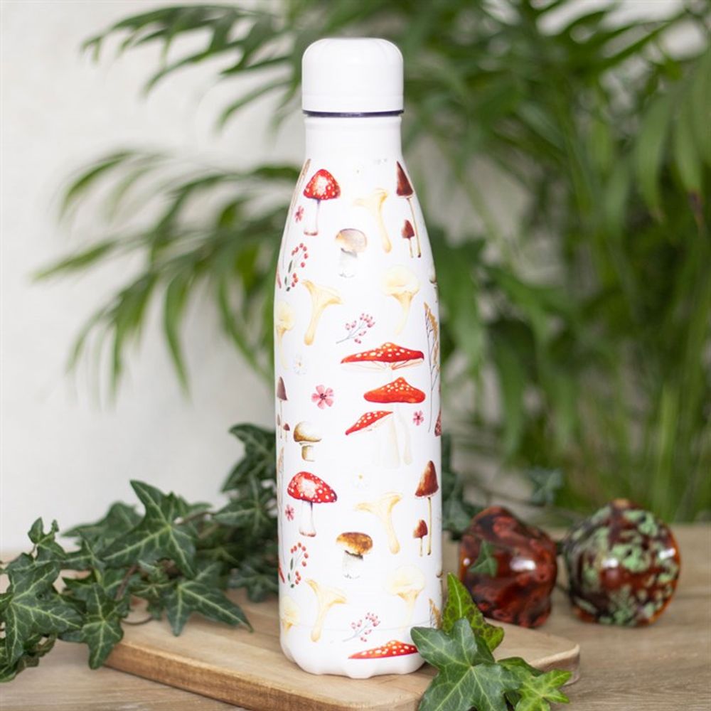 All Over Mushroom Print Metal Water Bottle N/A