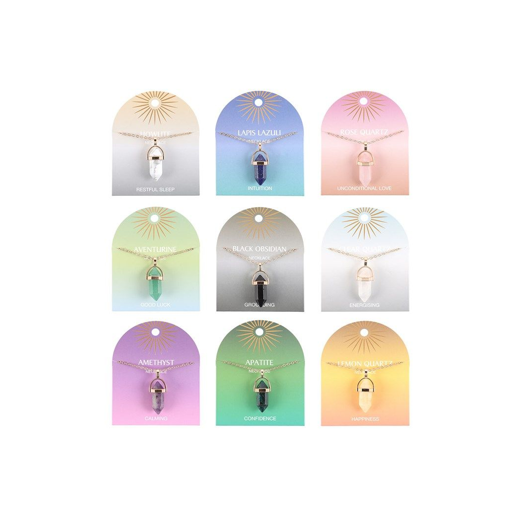 Set of 9 Crystal Pendant Necklaces N/A