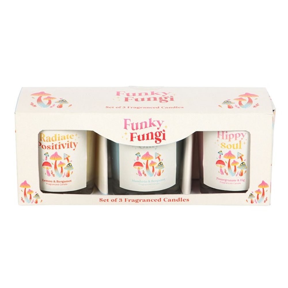 Set of 3 Funky Fungi Mushroom Votive Candles N/A