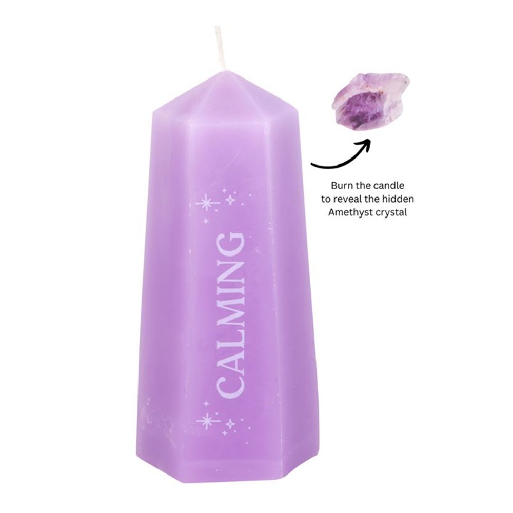 Calming Crystal Candle with Rough Amethyst N/A