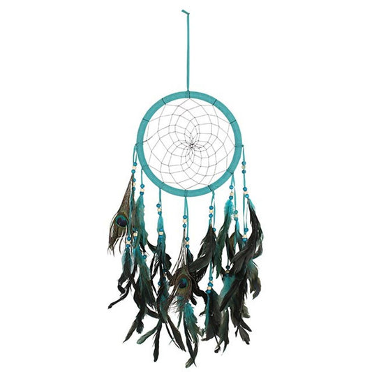 Turquoise Peacock Feather Dreamcatcher N/A