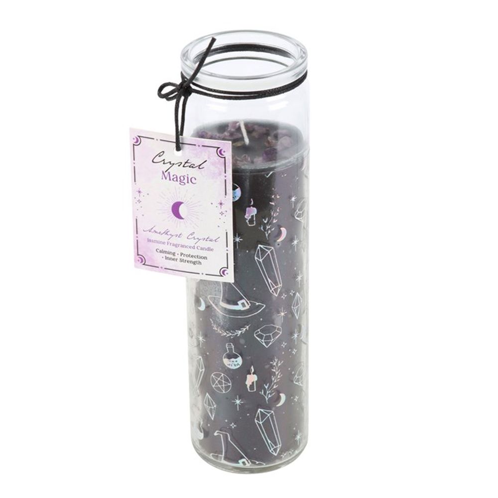 Crystal Witch Jasmine Tube Candle with Amethyst Chips N/A