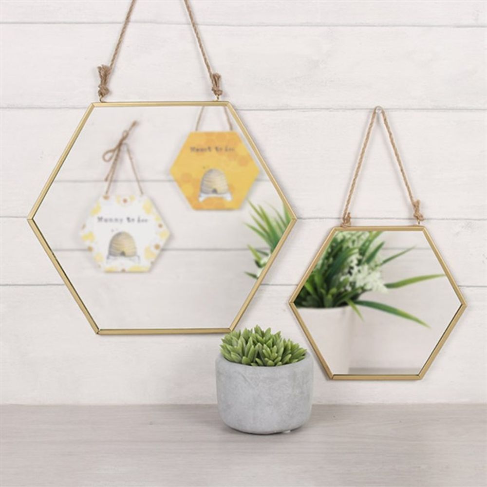 Large Gold Geometric Mirror N/A