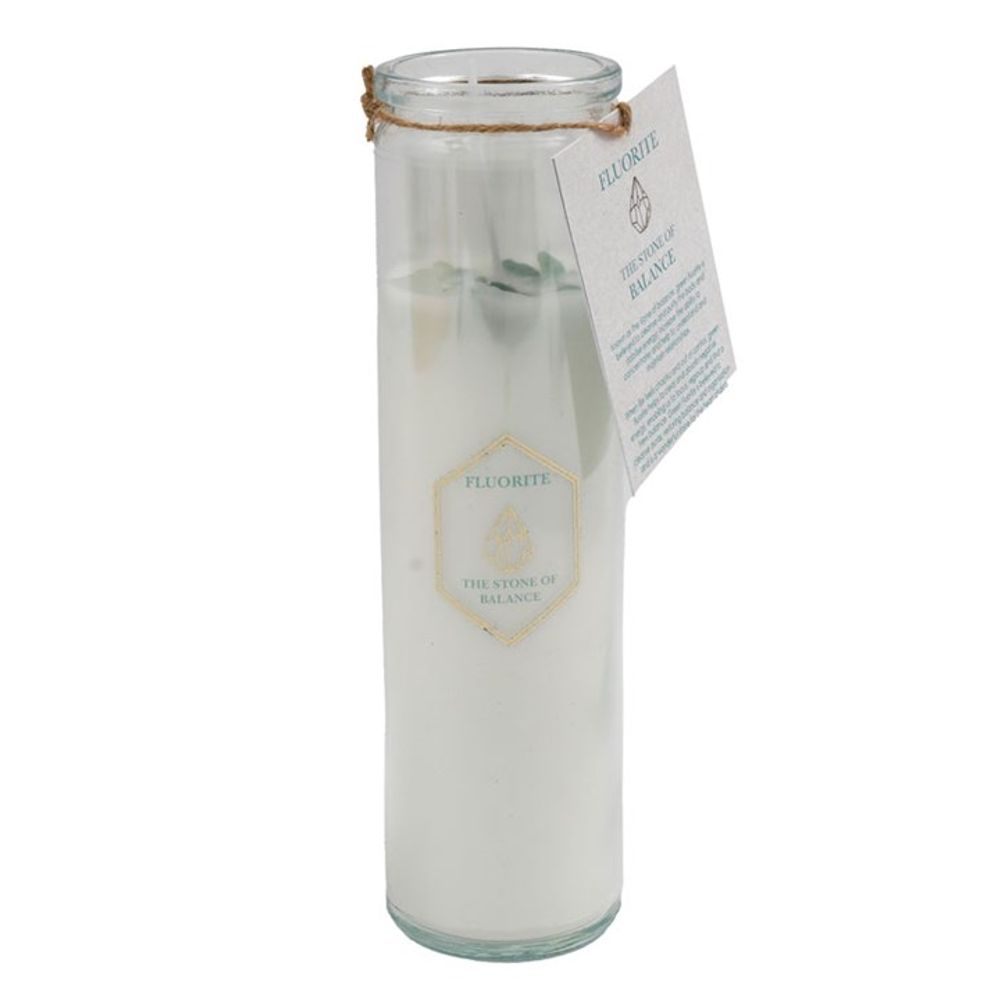 Black Tea Vetiver Tube Candle with Green Flourite Crystals N/A