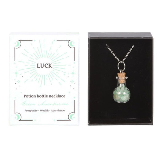 Luck Green Aventurine Crystal Chip Potion Bottle Necklace N/A