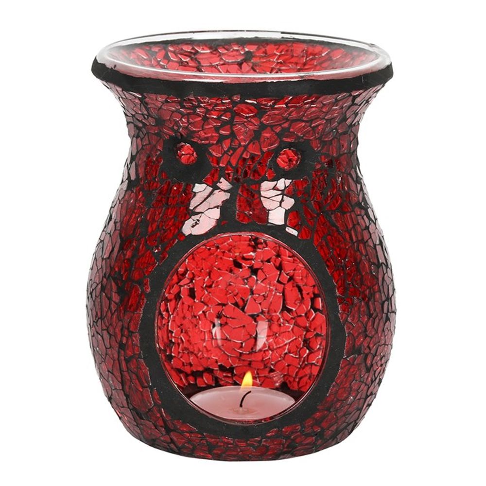 Large Red Crackle Glass Oil Burner N/A