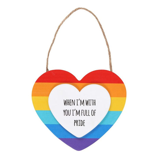 Pride Hanging Rainbow Heart Sign N/A