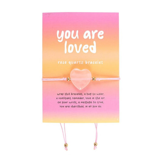 You Are Loved Rose Quartz Crystal Heart Bracelet N/A