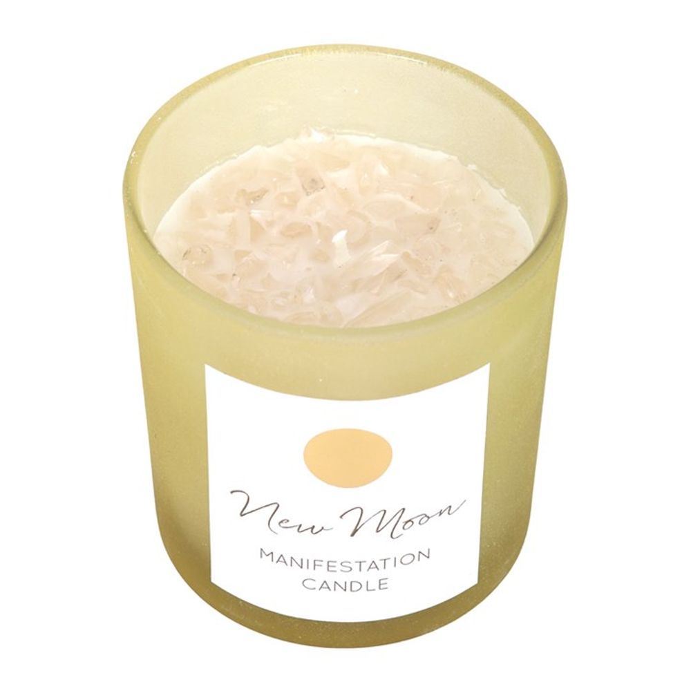 New Moon Wild Orange Manifestation Candle with Clear Quartz N/A