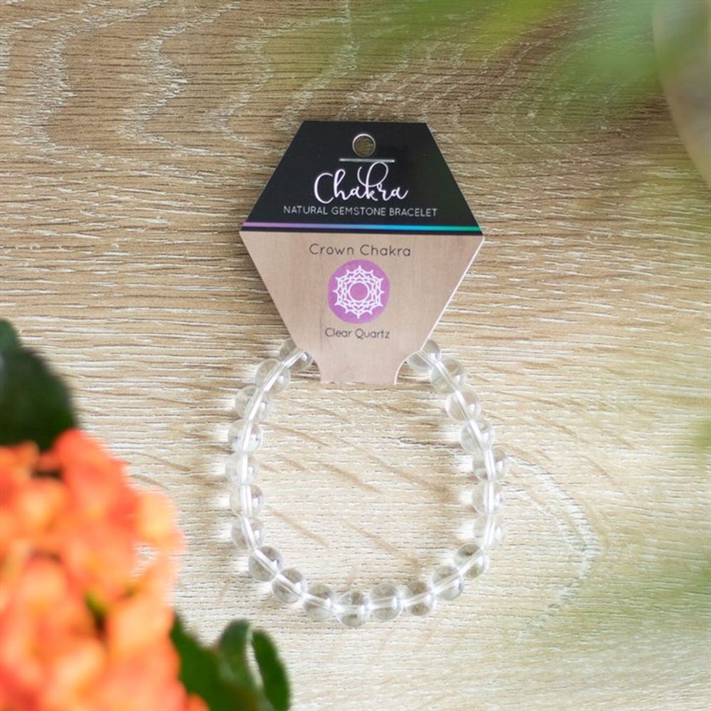 Crown Chakra Clear Quartz Gemstone Bracelet N/A