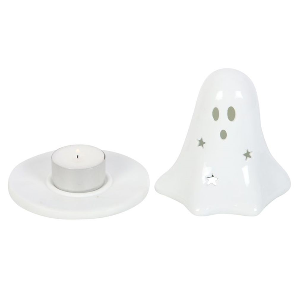 Ceramic Ghost Tealight and Incense Cone Holder N/A