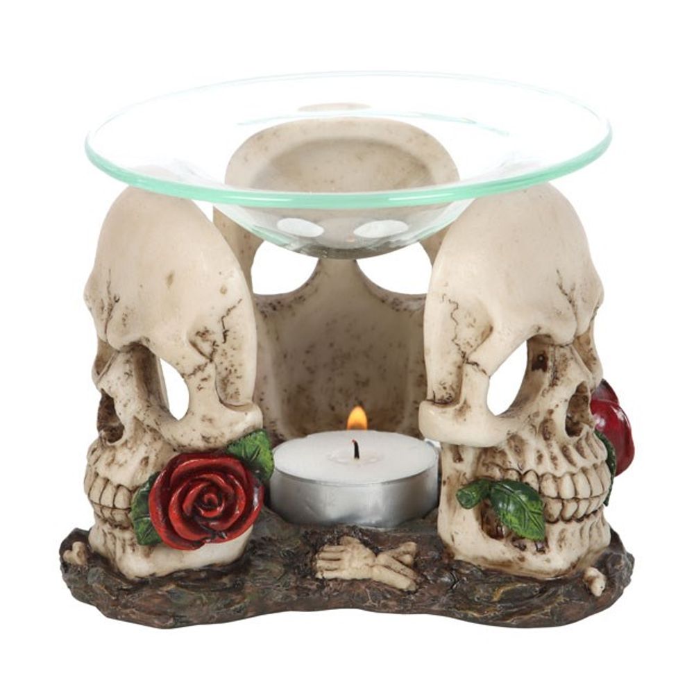 Resin and Glass Skull Rose Oil Burner N/A