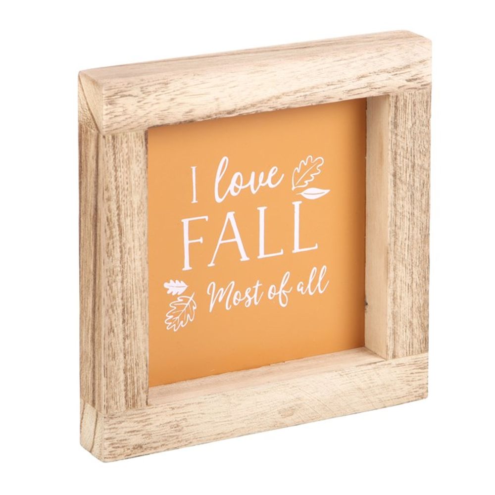 Orange I Love Fall Most of All Wooden Frame Sign N/A