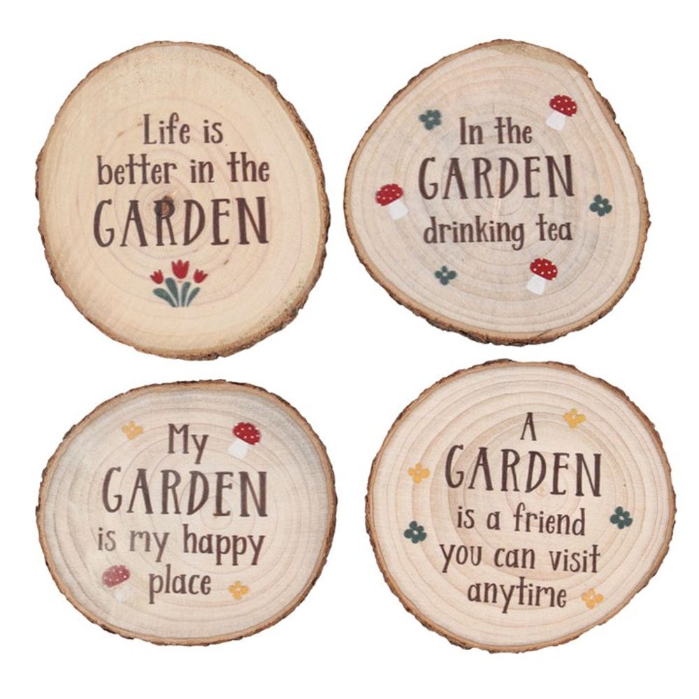 Garden Wood Slice Coaster Set N/A