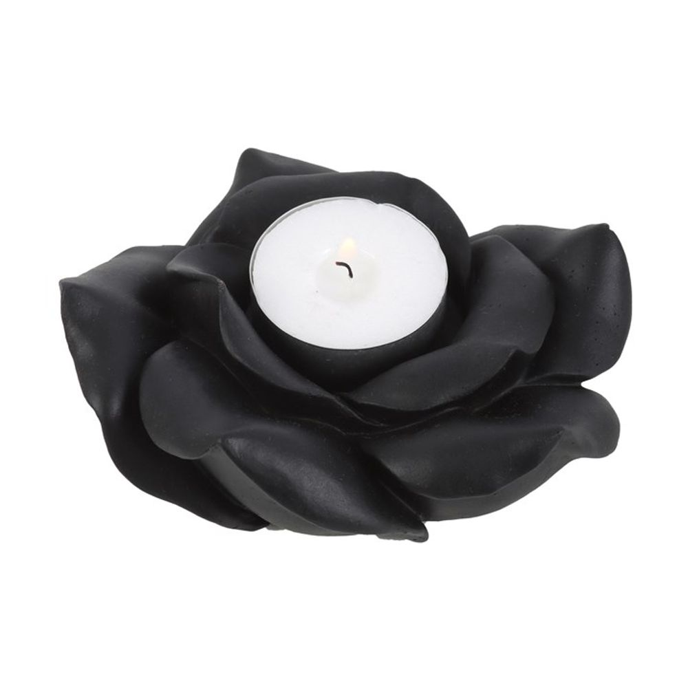 Black Rose Resin Tealight Candle Holder N/A