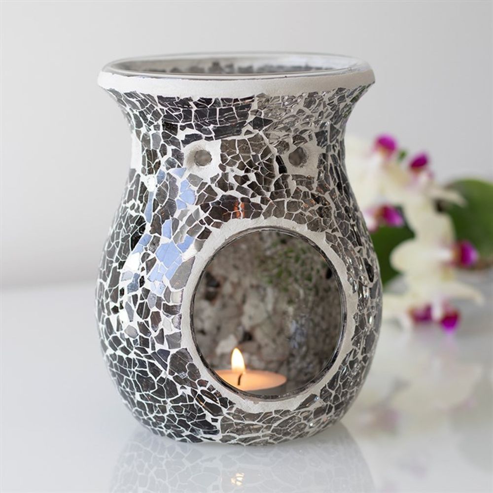 Large Gunmetal Grey Crackle Oil Burner N/A