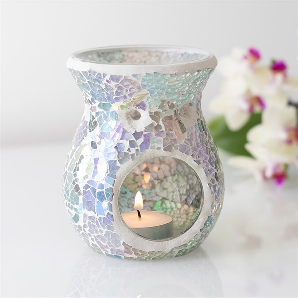 Small Light Blue Iridescent Crackle Oil Burner N/A