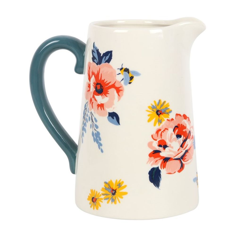 17cm Bee-utiful Floral Ceramic Flower Jug N/A