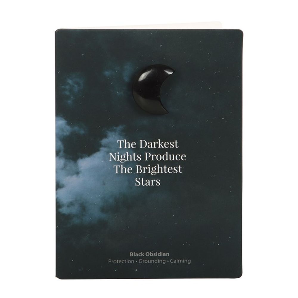 Darkest Nights Black Obsidian Crystal Moon Greeting Card N/A