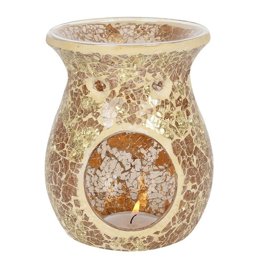 Large Gold Crackle Glass Oil Burner N/A