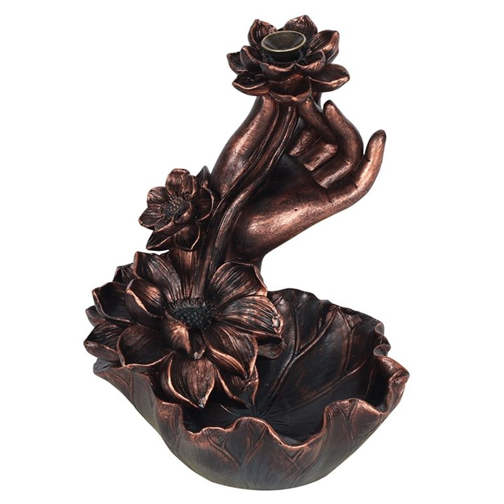 Bronze Effect Hand with Flower Backflow Incense Burner N/A