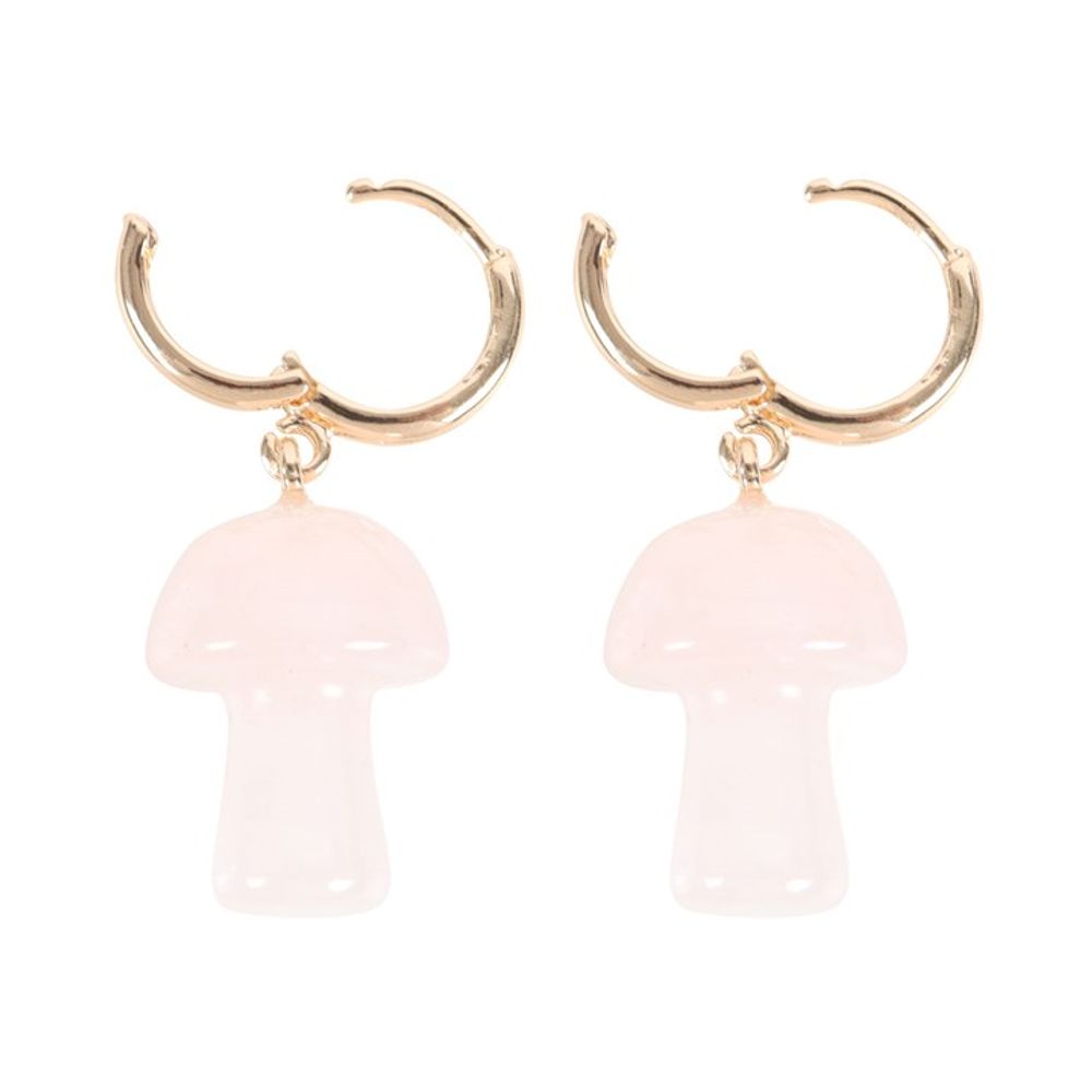 Rose Quartz Crystal Mushroom Earrings N/A