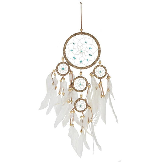 Medium Natural Dreamcatcher with Turquoise Beads N/A