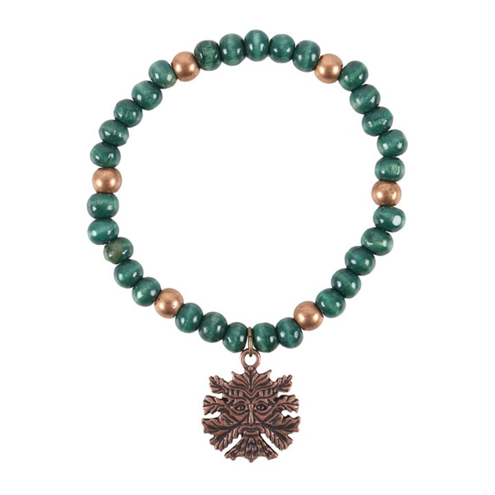 Green Man Wooden Charm Bracelet N/A