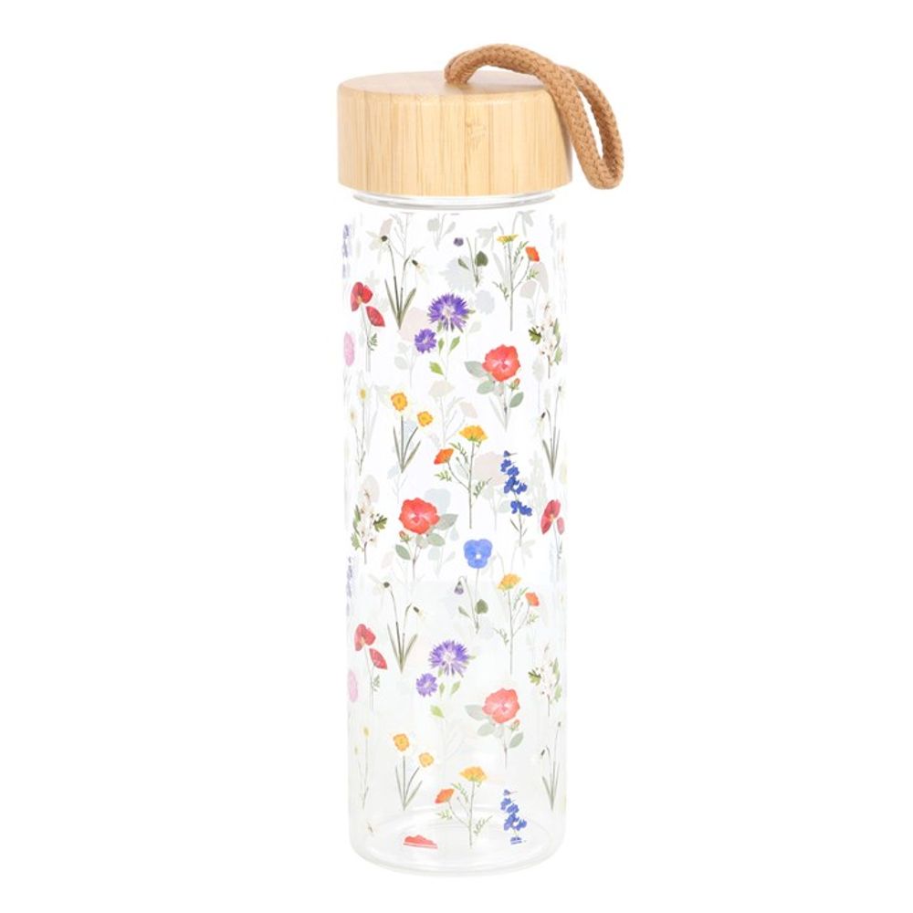 Wildflower Glass And Bamboo Water Bottle N/A