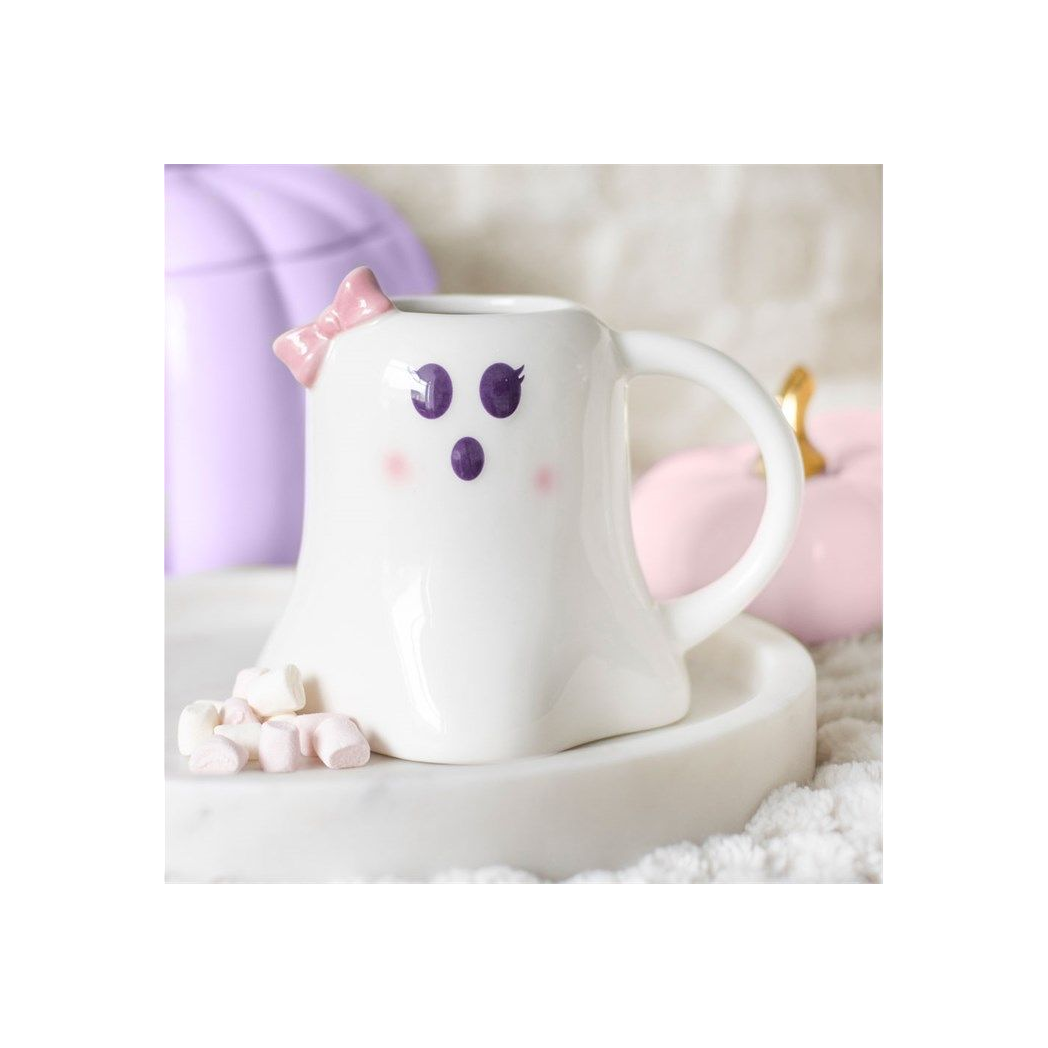 Mrs Boo Ghost Shaped Mug with Bow N/A