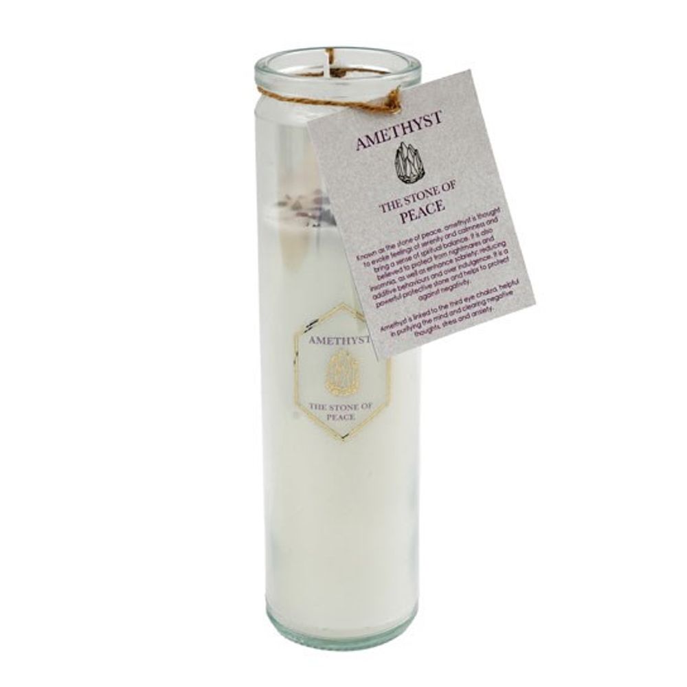 Lavender Tube Candle with Amethyst Crystals N/A