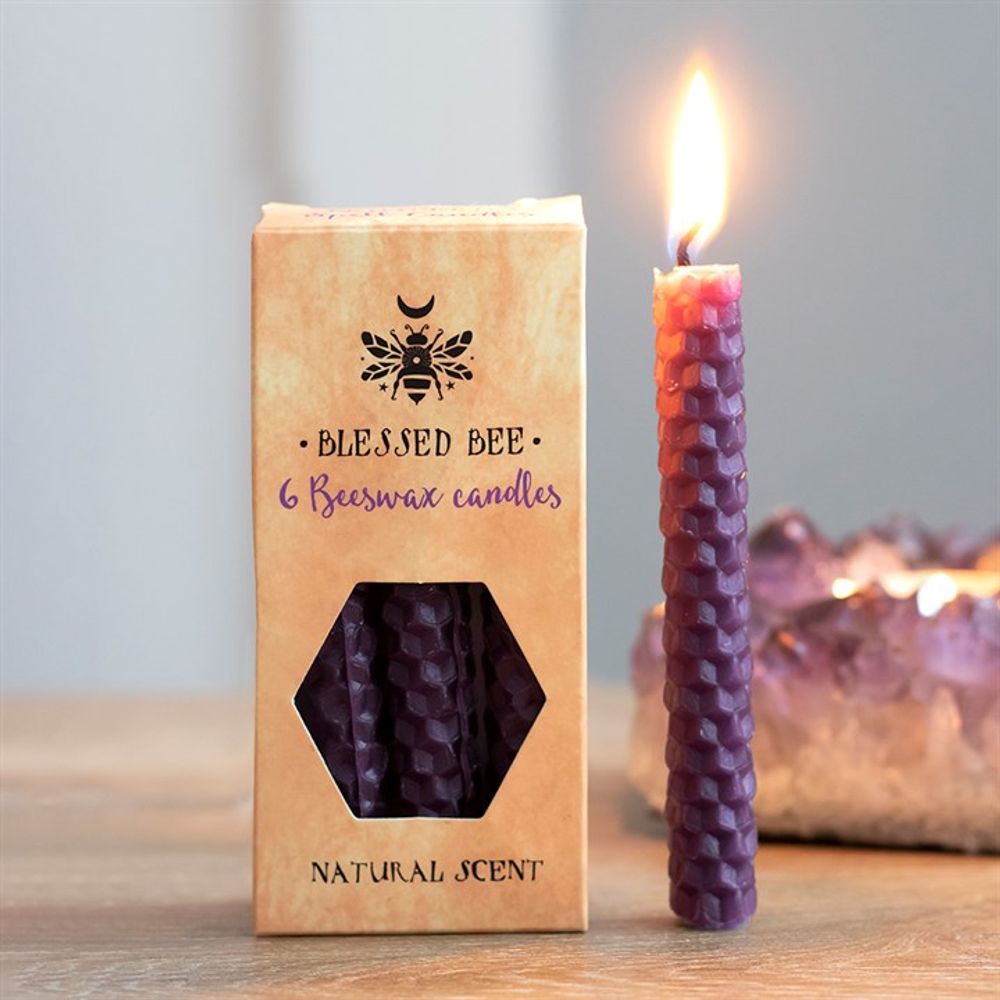 Set of 6 Purple Beeswax Spell Candles N/A