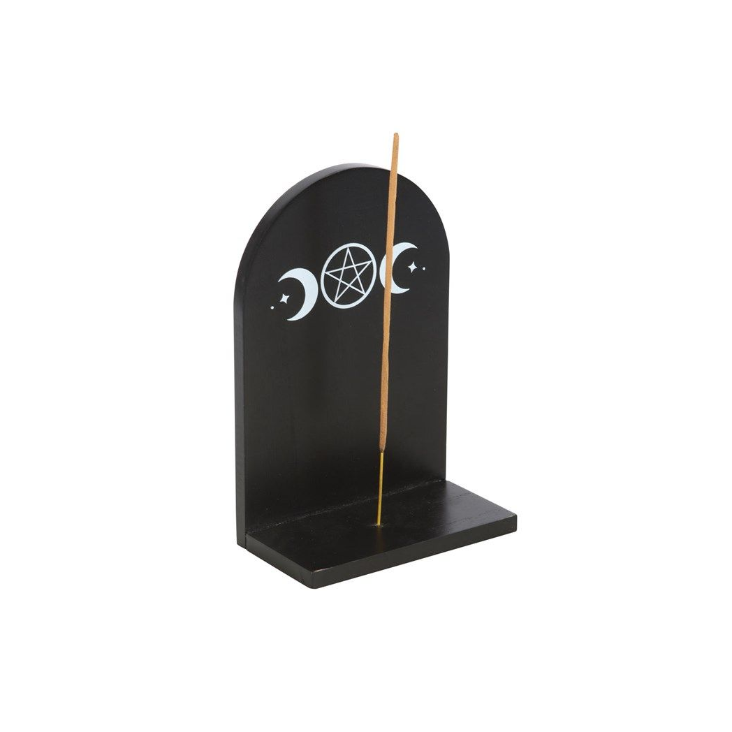 Black Triple Moon Incense Holder Shelf N/A