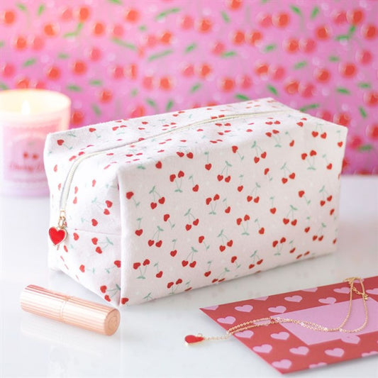 Heart Cherry Print Makeup Bag N/A