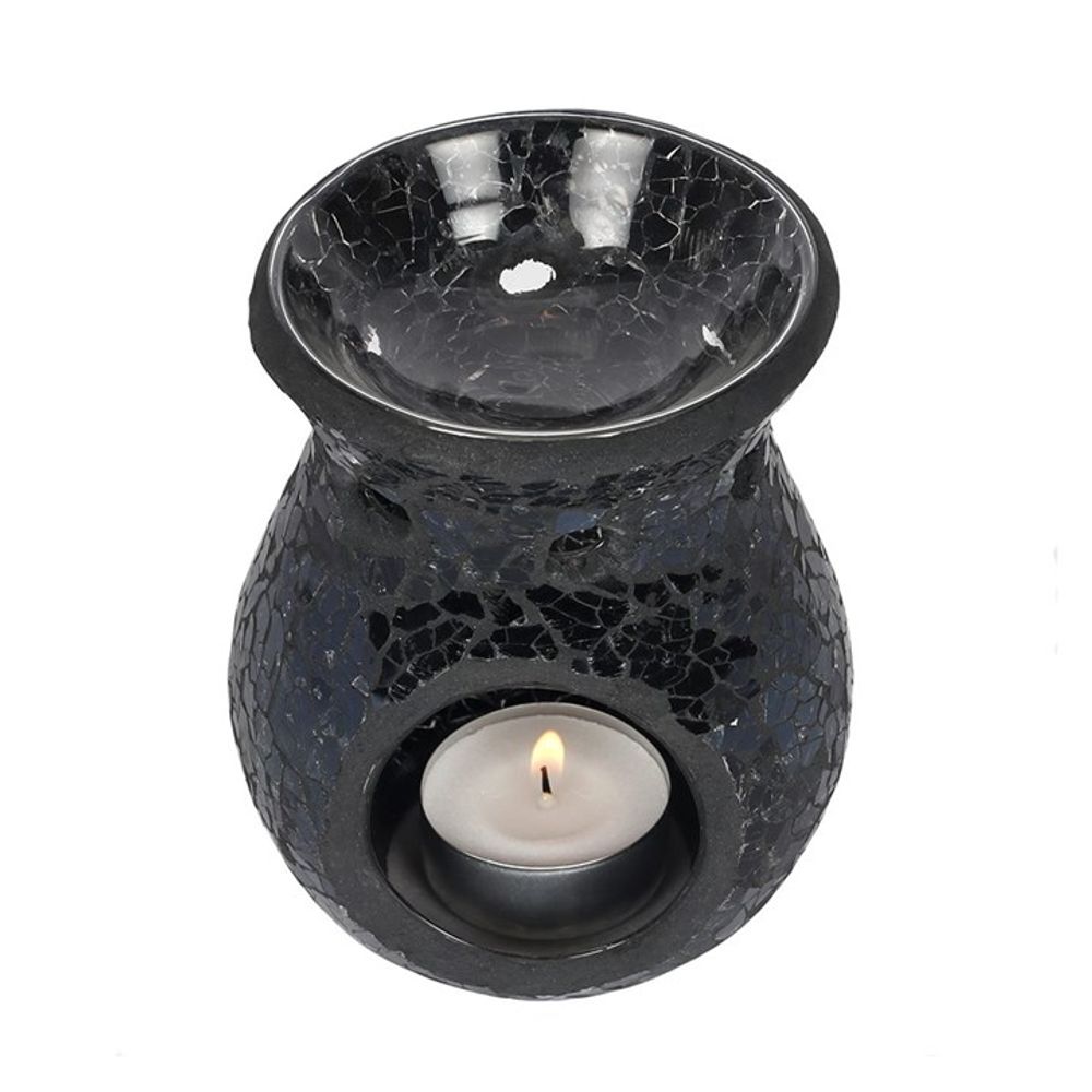 Small Black Crackle Glass Oil Burner N/A