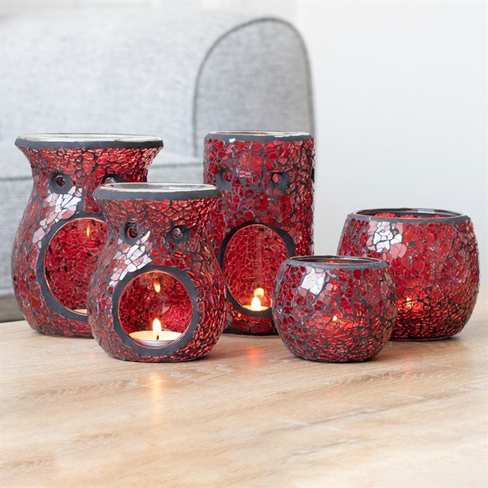 Large Red Crackle Glass Oil Burner N/A