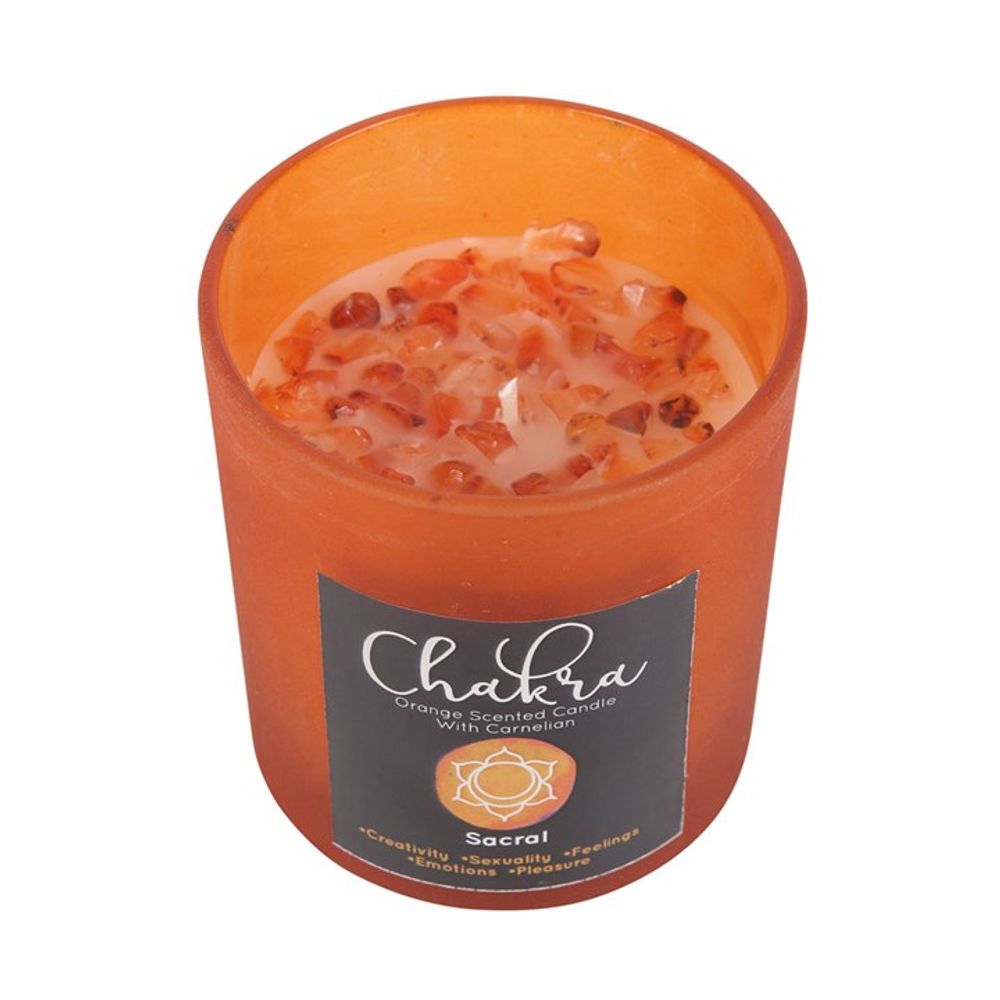 Sacral Chakra Orange Crystal Chip Candle N/A