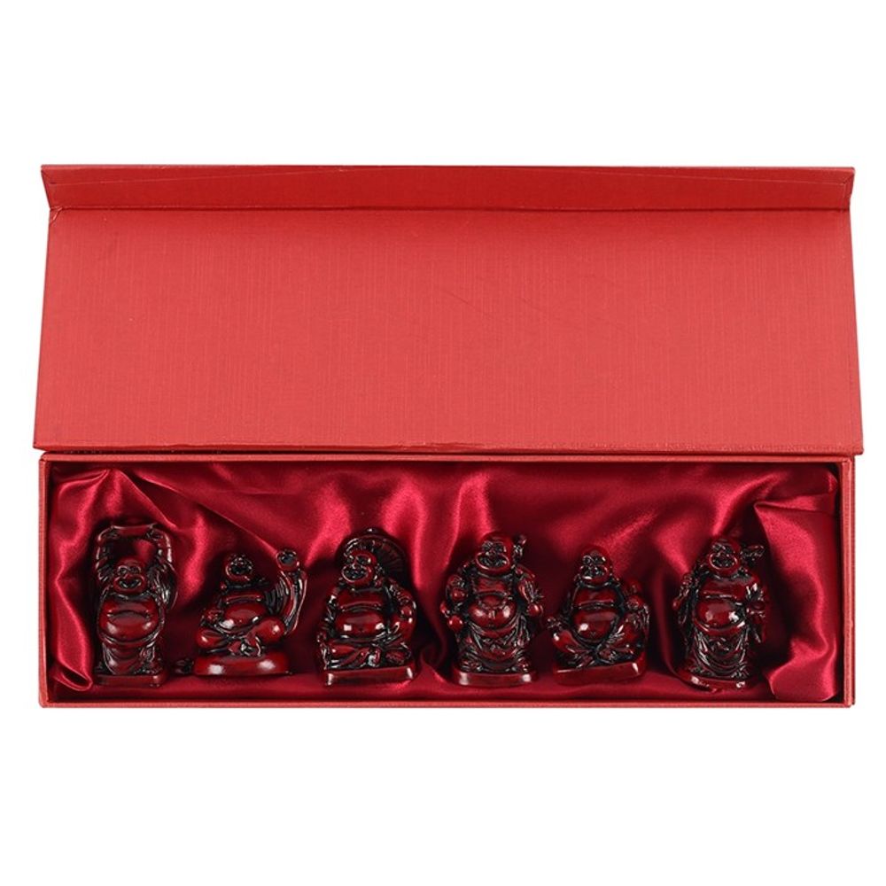 Set of 6 Red Resin Buddhas N/A