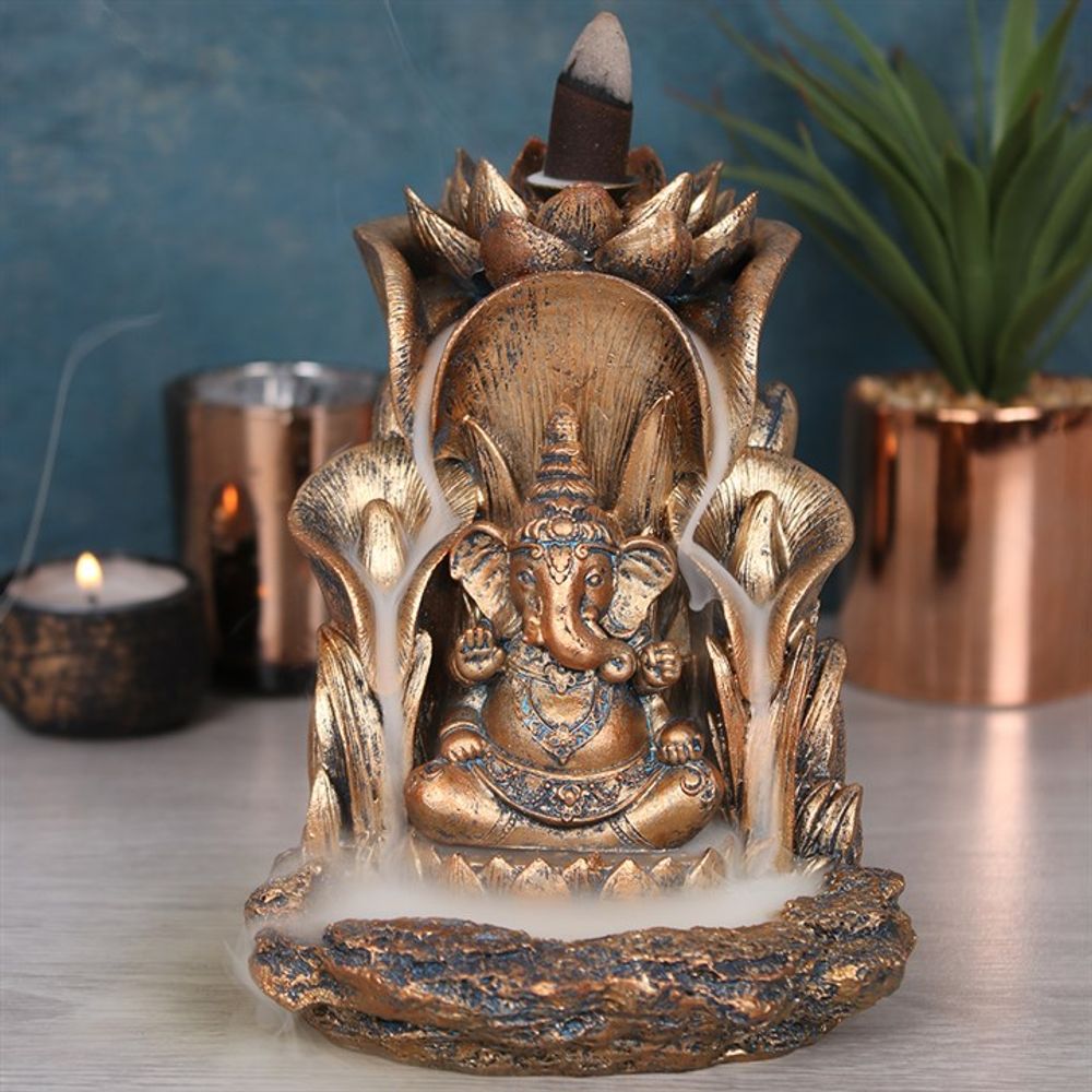 Bronze Ganesh Backflow Incense Burner N/A