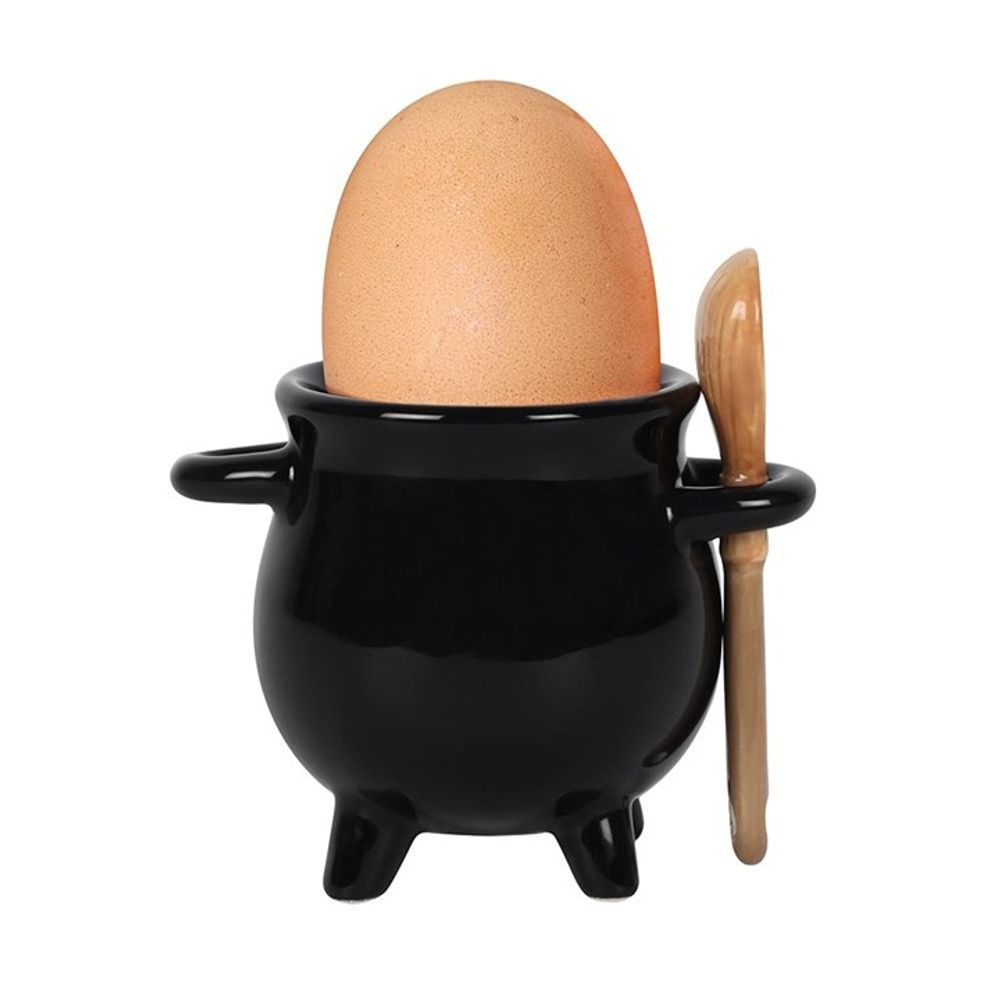 Cauldron Egg Cup with Broom Spoon N/A