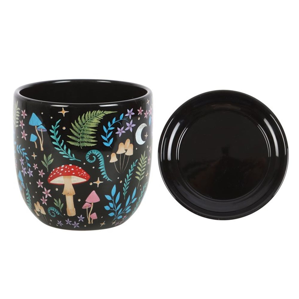 Dark Forest Print Ceramic Plant Pot with Saucer N/A