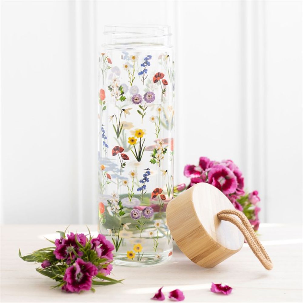 Wildflower Glass And Bamboo Water Bottle N/A