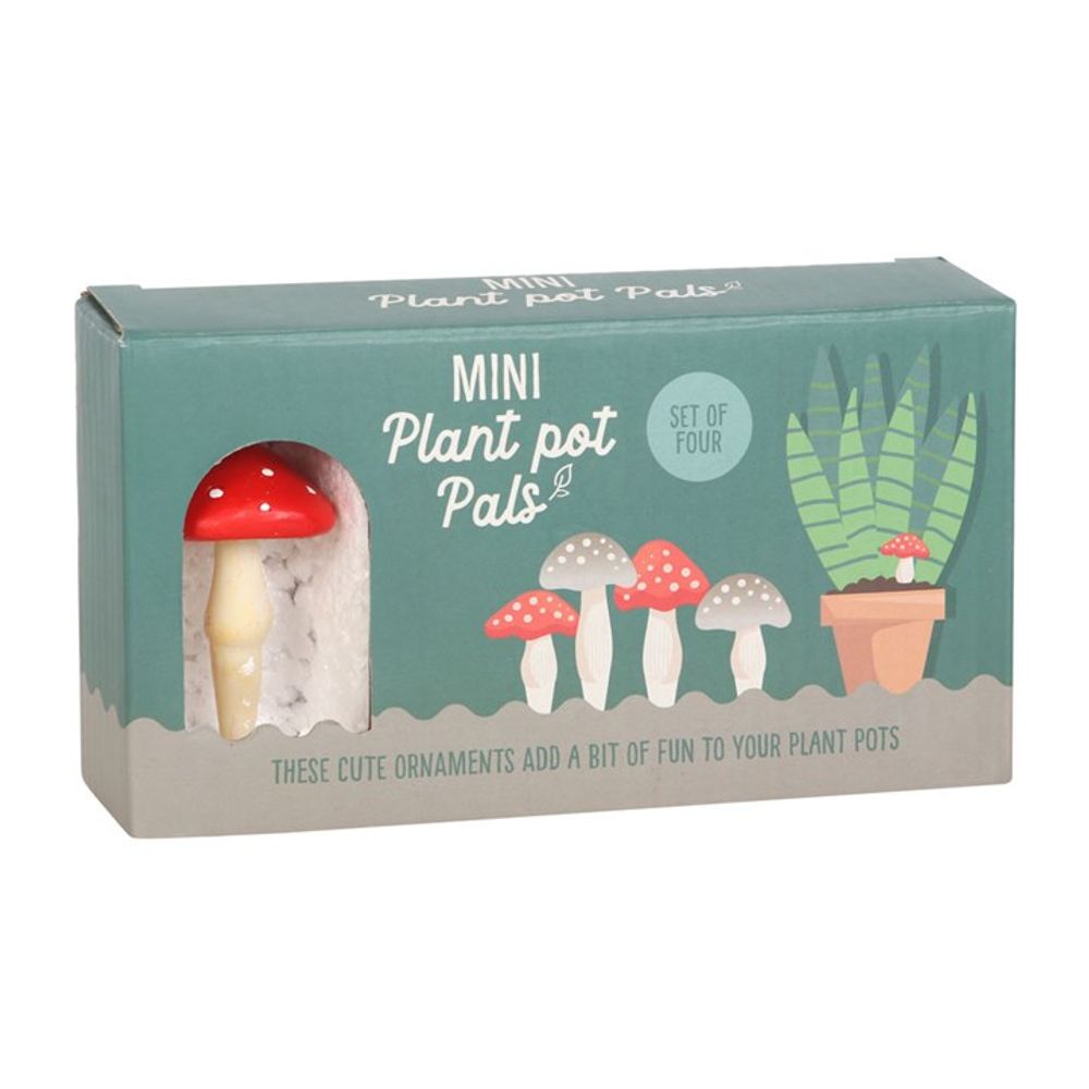 Set of 4 Mini Mushroom Plant Pot Pals N/A