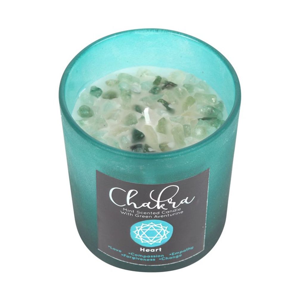 Heart Chakra Mint Crystal Chip Candle N/A