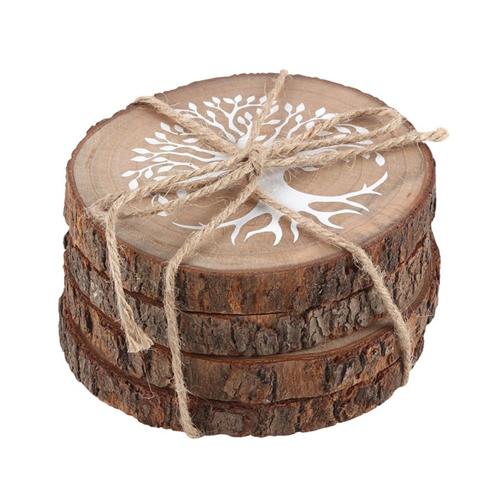 Tree of Life Wood Slice Coaster Set N/A