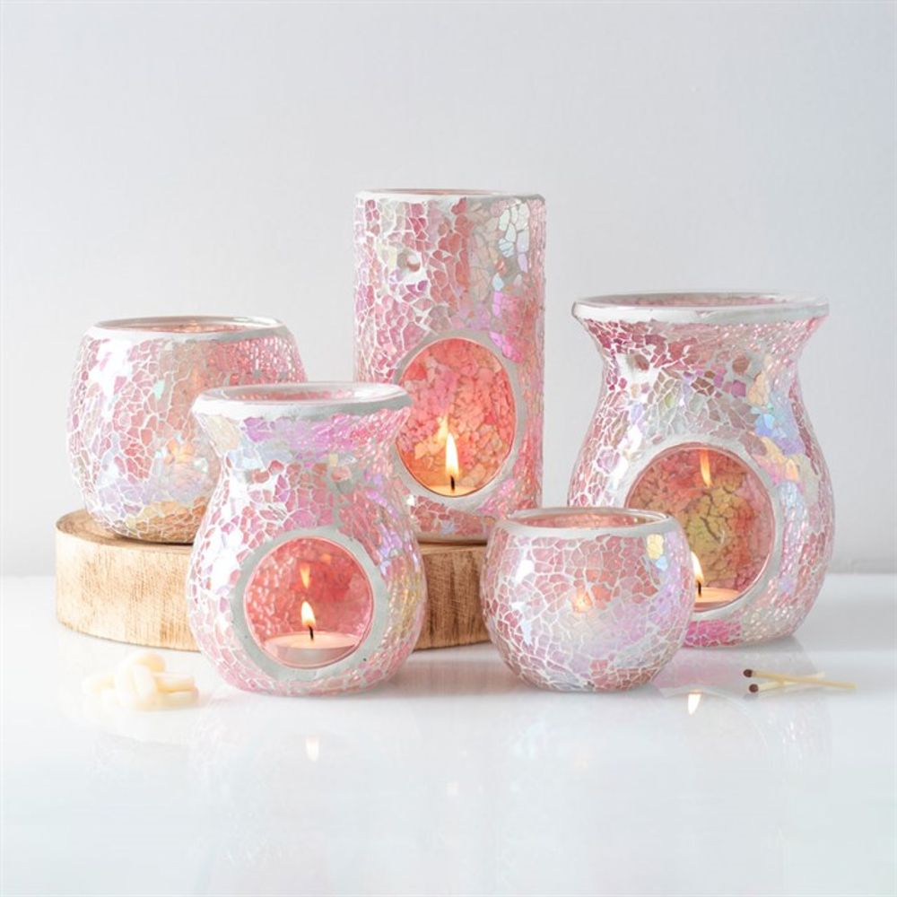 Large Pink Iridescent Crackle Oil Burner N/A