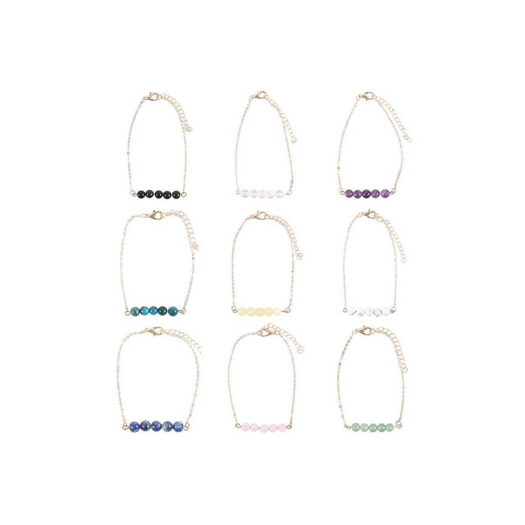 Set of 9 Crystal Beaded Chain Bracelets N/A